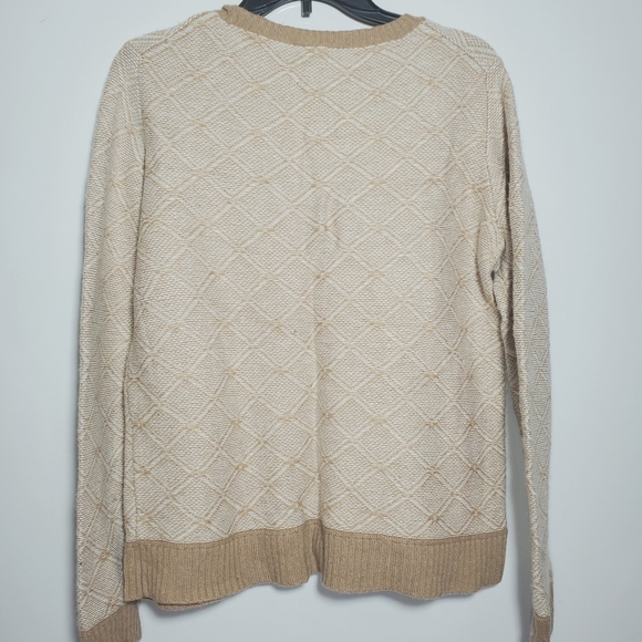 J Crew Factory Diamond Print Tan Sweater Medium - Picture 2 of 7